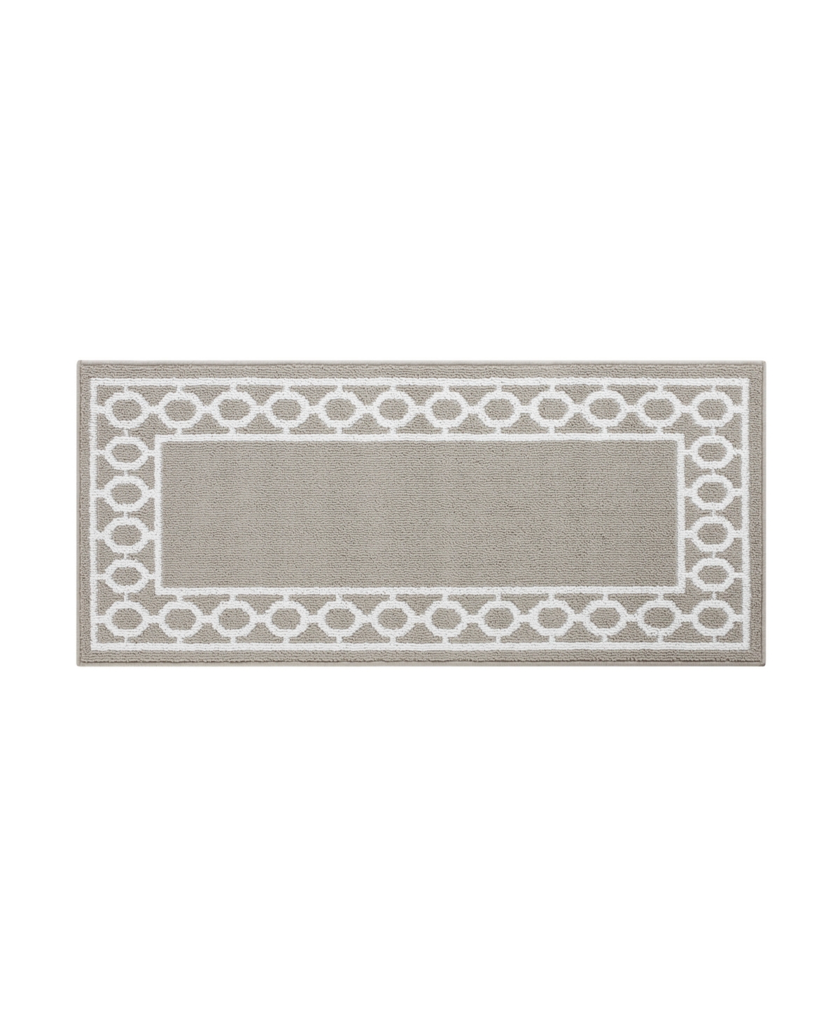 Jean Pierre Christine Trellis Border Tufted Runner Rug, 26" X 45" In Light Gray And White