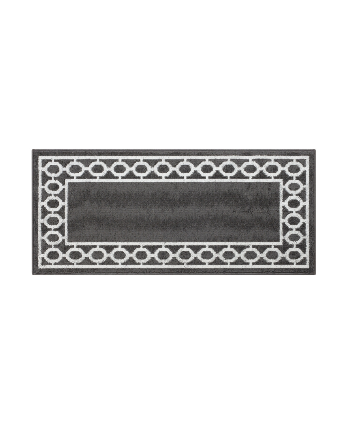Jean Pierre Christine Trellis Border Tufted Runner Rug, 26" X 60" In Dark Gray And White