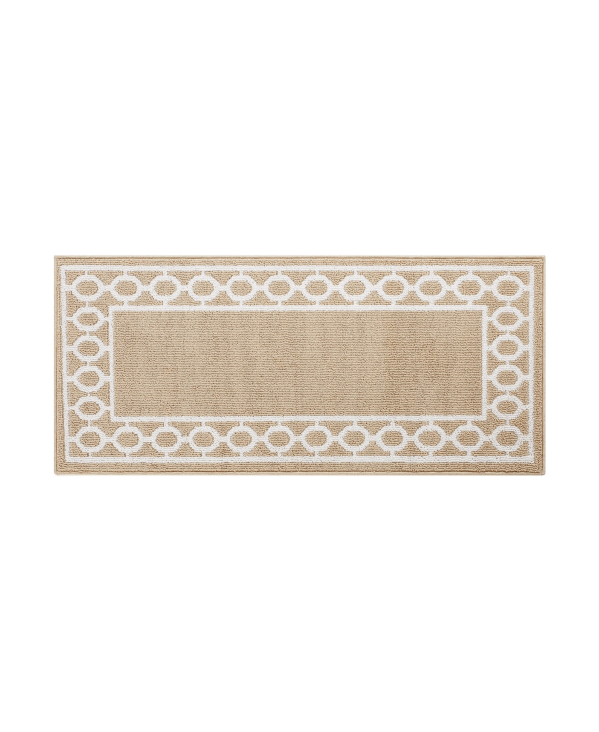 Jean Pierre Christine Trellis Border Tufted Runner Rug, 26" X 60" In Beige And White