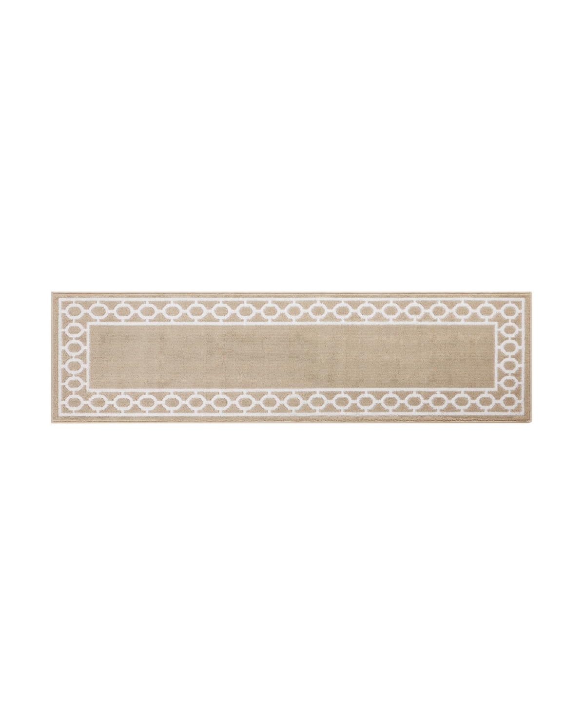 Jean Pierre Christine Trellis Border Tufted Runner Rug, 26" X 72" In Beige And White
