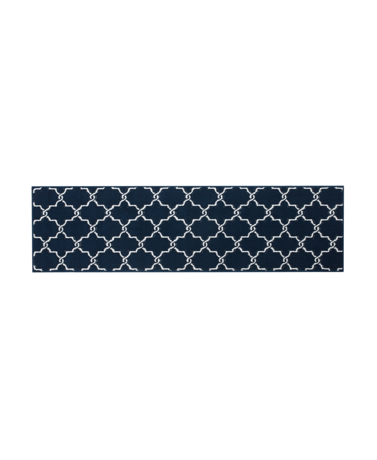 Shop Jean Pierre - Machine Washable Yohan Trellis Tufted Runner Rug, 26" X 96" In Navy And White