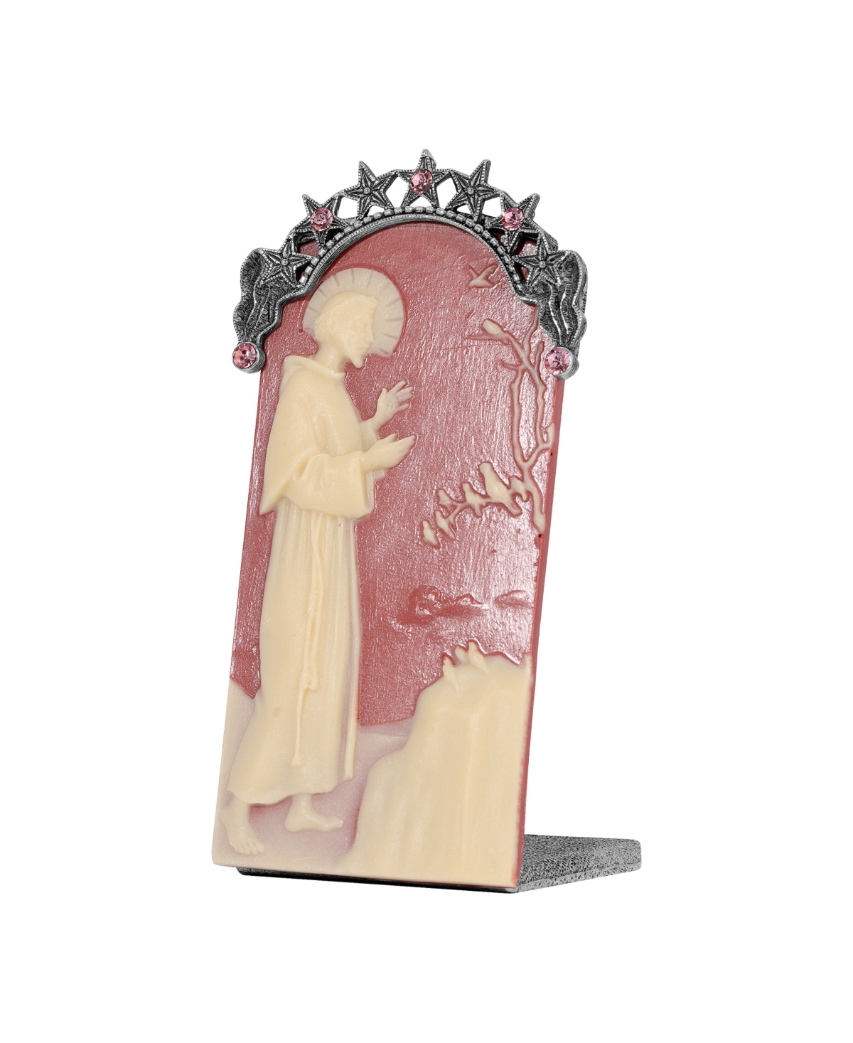 2028 Resin Crystal Cameo Saint Plaque In Pink