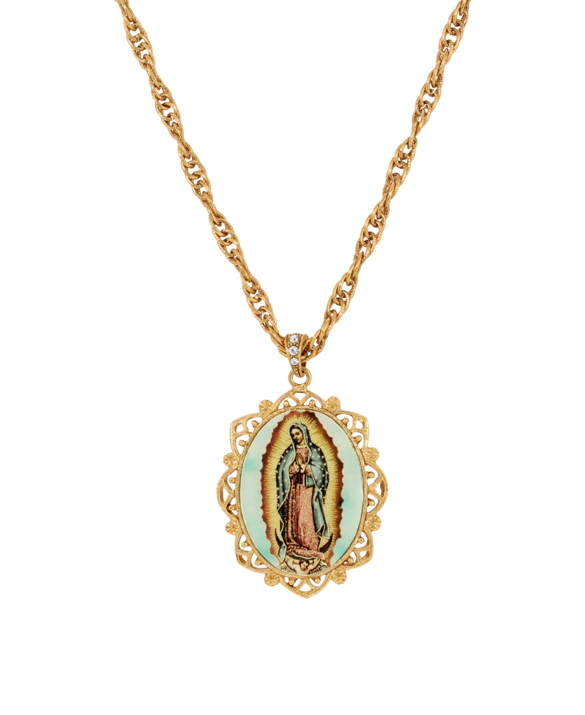 2028 Enamel Our Lady Of Guadalupe Necklace In Multi