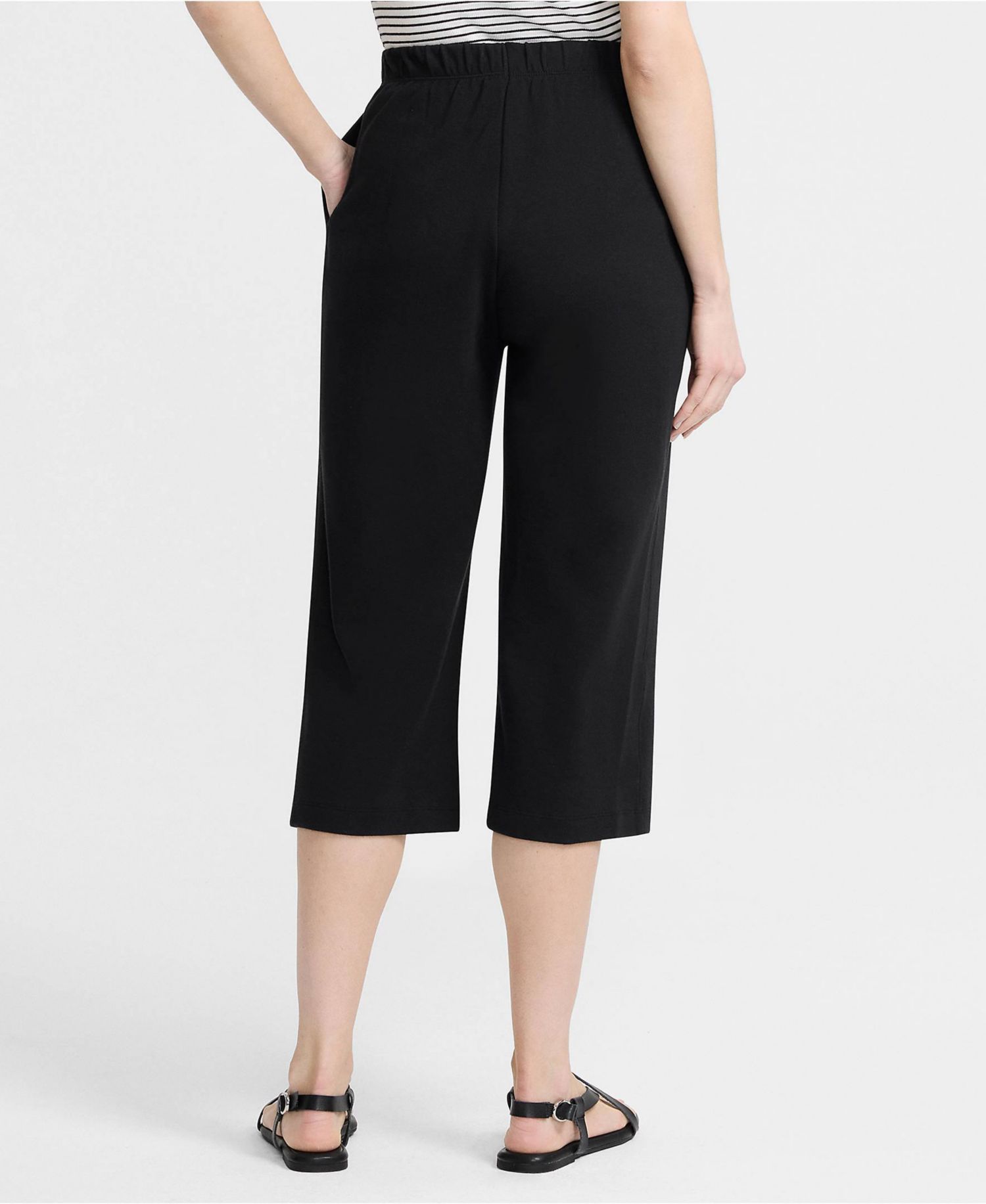 Women's Sport Knit High Rise Elastic Waist Capri Pants