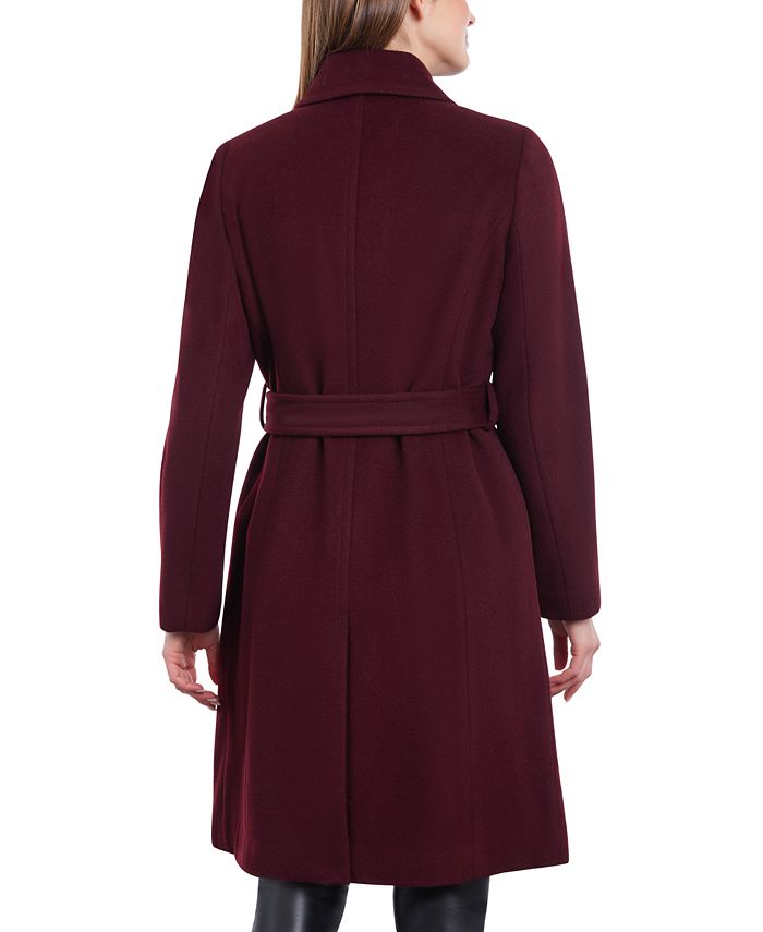 Michael Kors Women's Petite Belted Notched-Collar Wrap Coat - Macy's