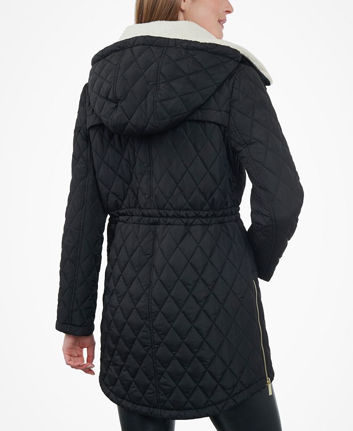 Michael Kors Women's Petite Faux-Fur-Collar Quilted Coat - Macy's