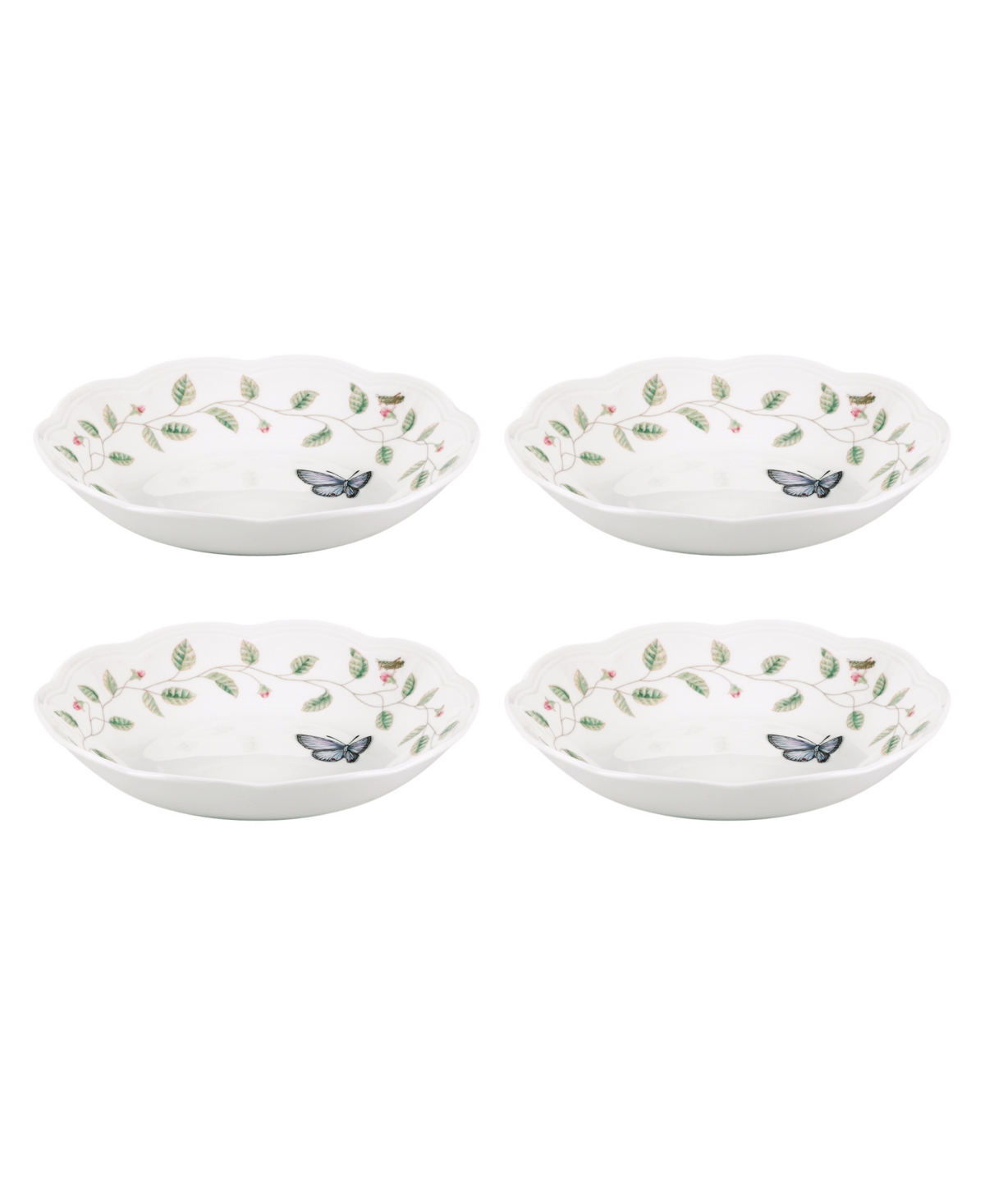Lenox Butterfly Meadow 4-piece Pasta Bowl Set In Multi And White