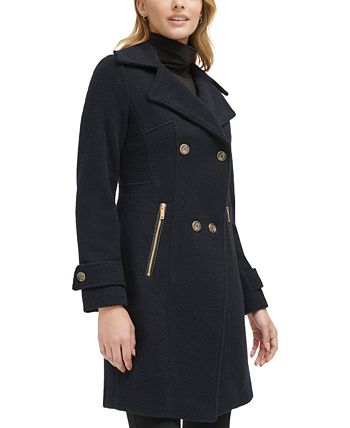 GUESS Women s Double Breasted Wool Blend Cutaway Coat Macy s