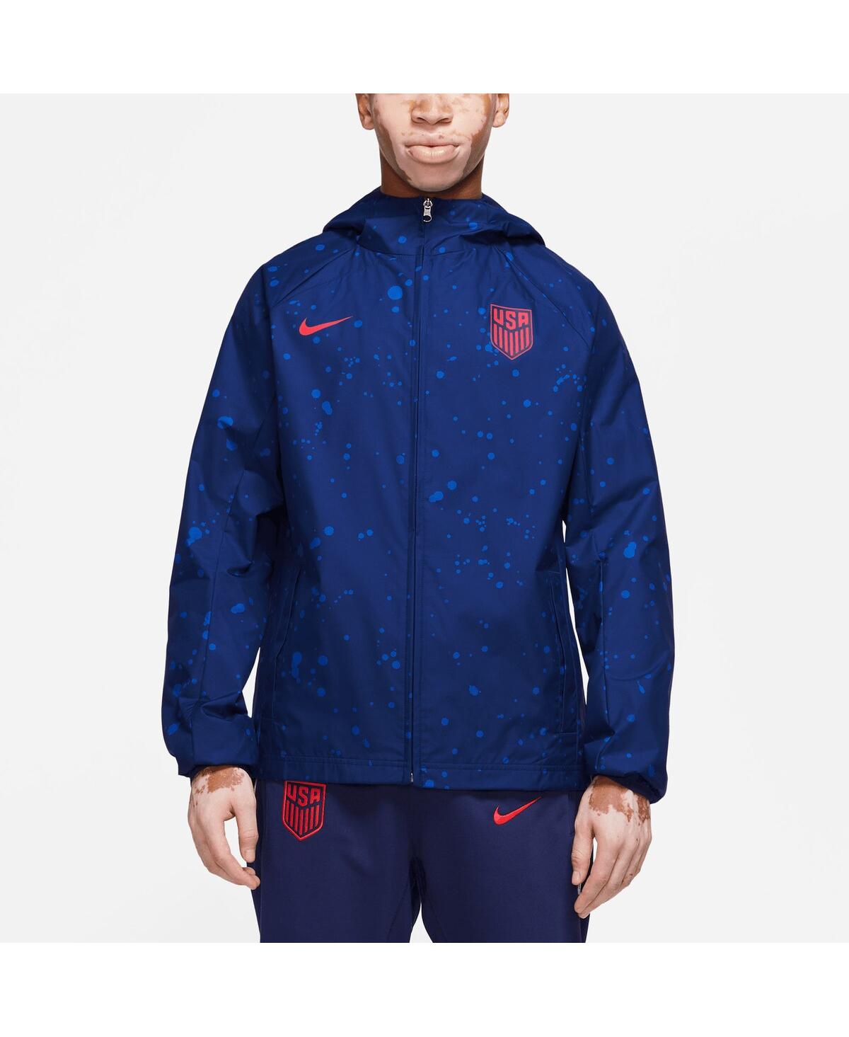 Shop Nike Men's  Navy Usmnt Awf Raglan Full Zip Hoodie Jacket