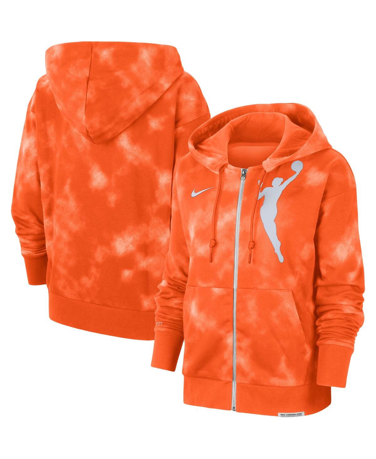 Shop Nike Women's  Orange Wnba Logowoman Team 13 Tie-dye Performance Full Zip Hoodie