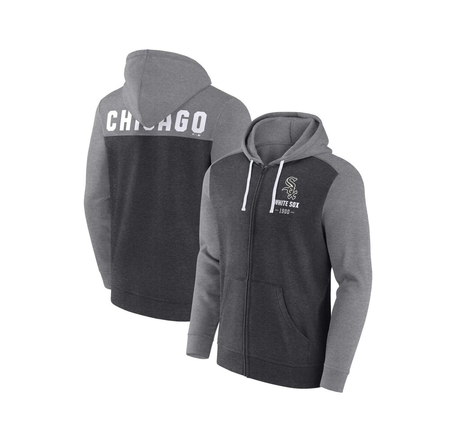 Men's Heathered Charcoal, Heathered Gray Chicago White Sox Blown Away Full-Zip Hoodie