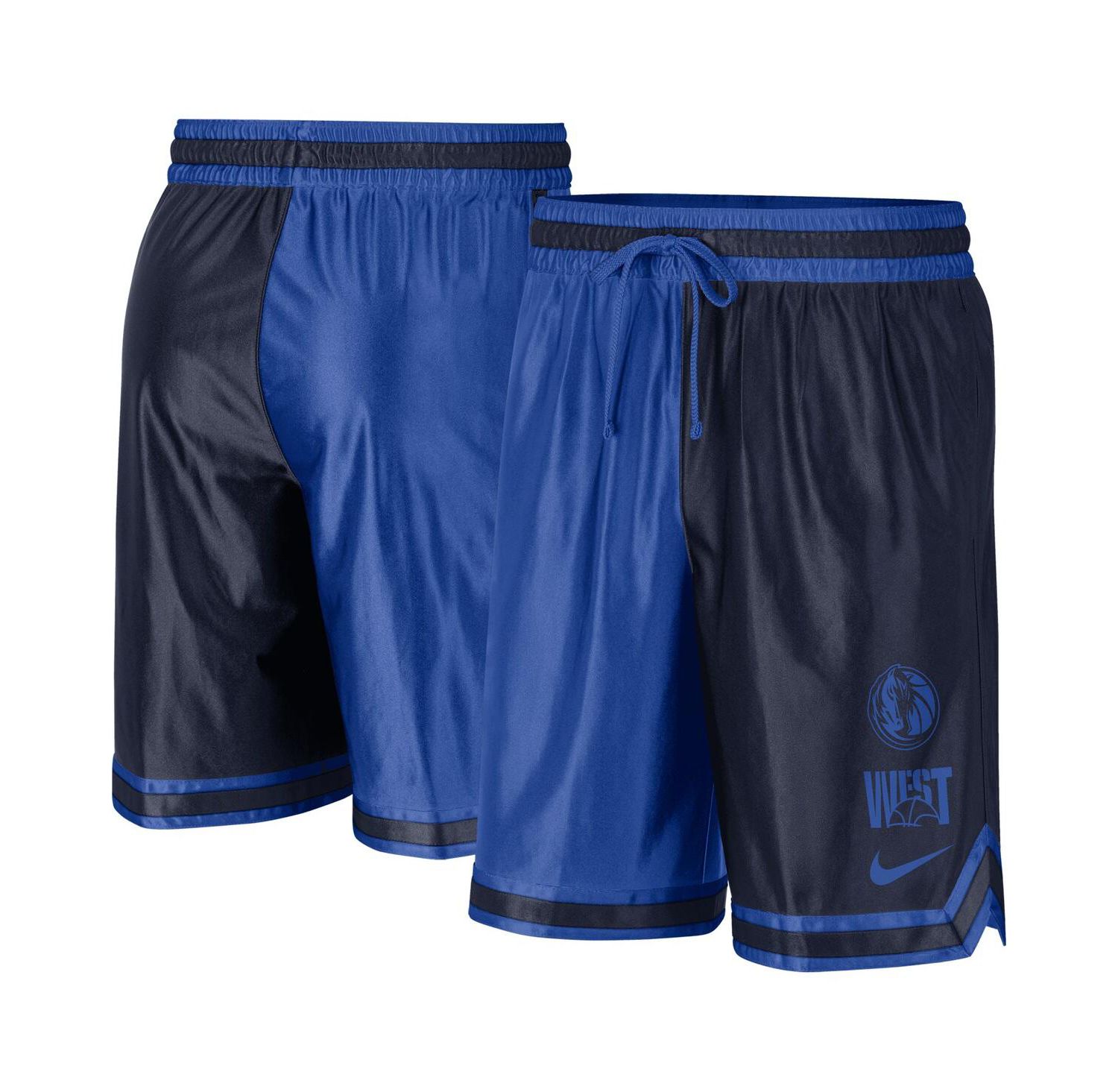 Men's Navy, Blue Dallas Mavericks Courtside Versus Force Split DNA Performance Shorts