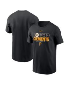 Roberto Clemente Pittsburgh Pirates Majestic Threads Cooperstown Collection  Name & Number Tri-Blend 3/4-Sleeve T-Shirt - Gray/Black