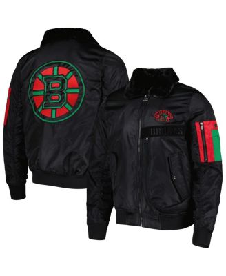 Men's x Ty Mopkins Black Boston Bruins Black History Month Varsity Full zip Jacket