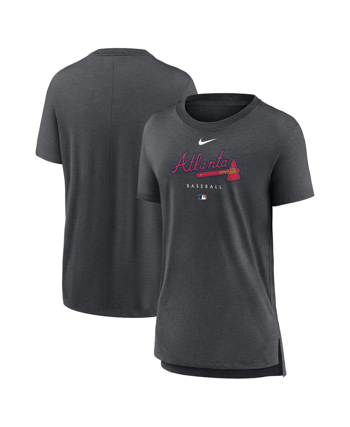 Nike Women's  Heather Charcoal Atlanta Braves Authentic Collection Early Work Tri-blend T-shirt In Heather Charcoal