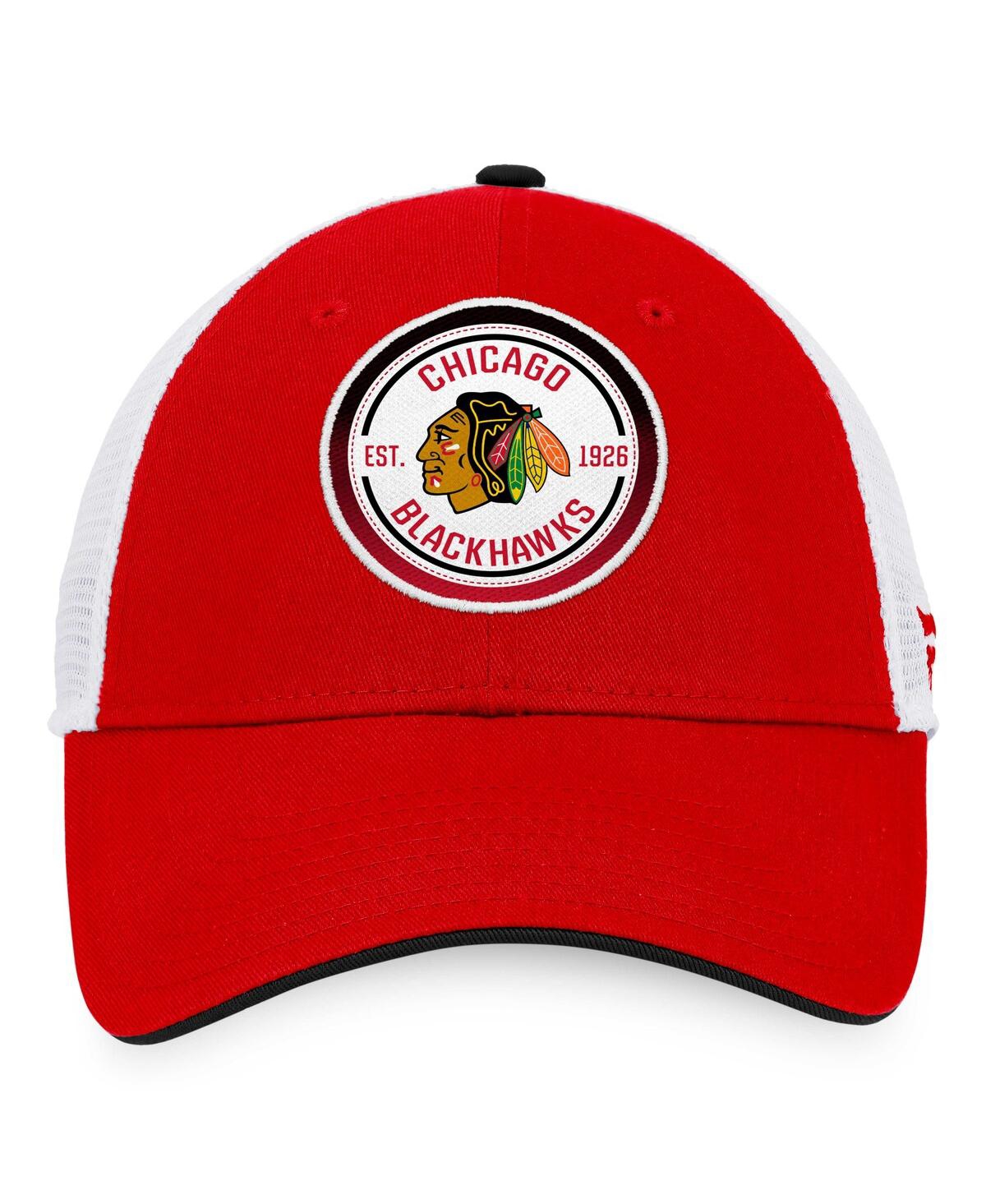 Fanatics Men's  Red, White Chicago Blackhawks Iconic Gradient Trucker Snapback Hat In Red,white