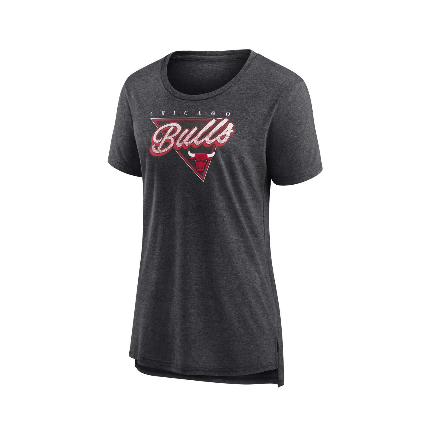 Женская футболка Fanatics Heathered Charcoal Chicago Bulls True Classics Tri-Blend — фото 3