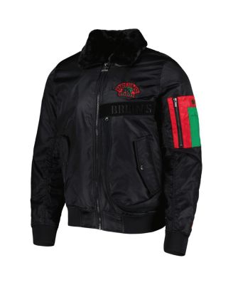 Men's x Ty Mopkins Black Boston Bruins Black History Month Varsity Full zip Jacket