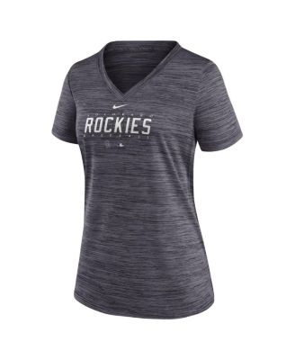 Women's Black Colorado Rockies Authentic Collection Velocity Practice Performance V-Neck T-shirt