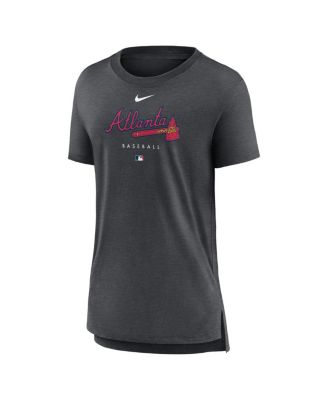 Women's Heather Charcoal Atlanta Braves Authentic Collection Early Work Tri-Blend T-shirt