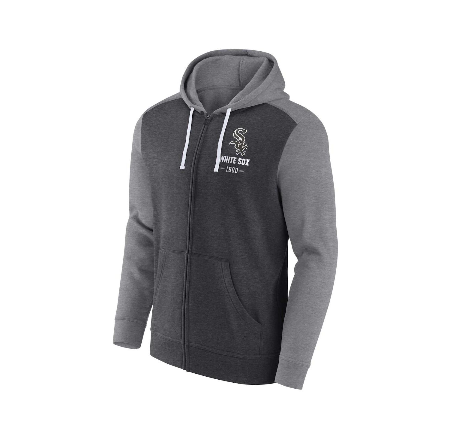 Men's Heathered Charcoal, Heathered Gray Chicago White Sox Blown Away Full-Zip Hoodie