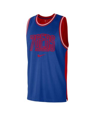 Men's Royal, Red Philadelphia 76ers Courtside Versus Force Split DNA Performance Mesh Tank Top