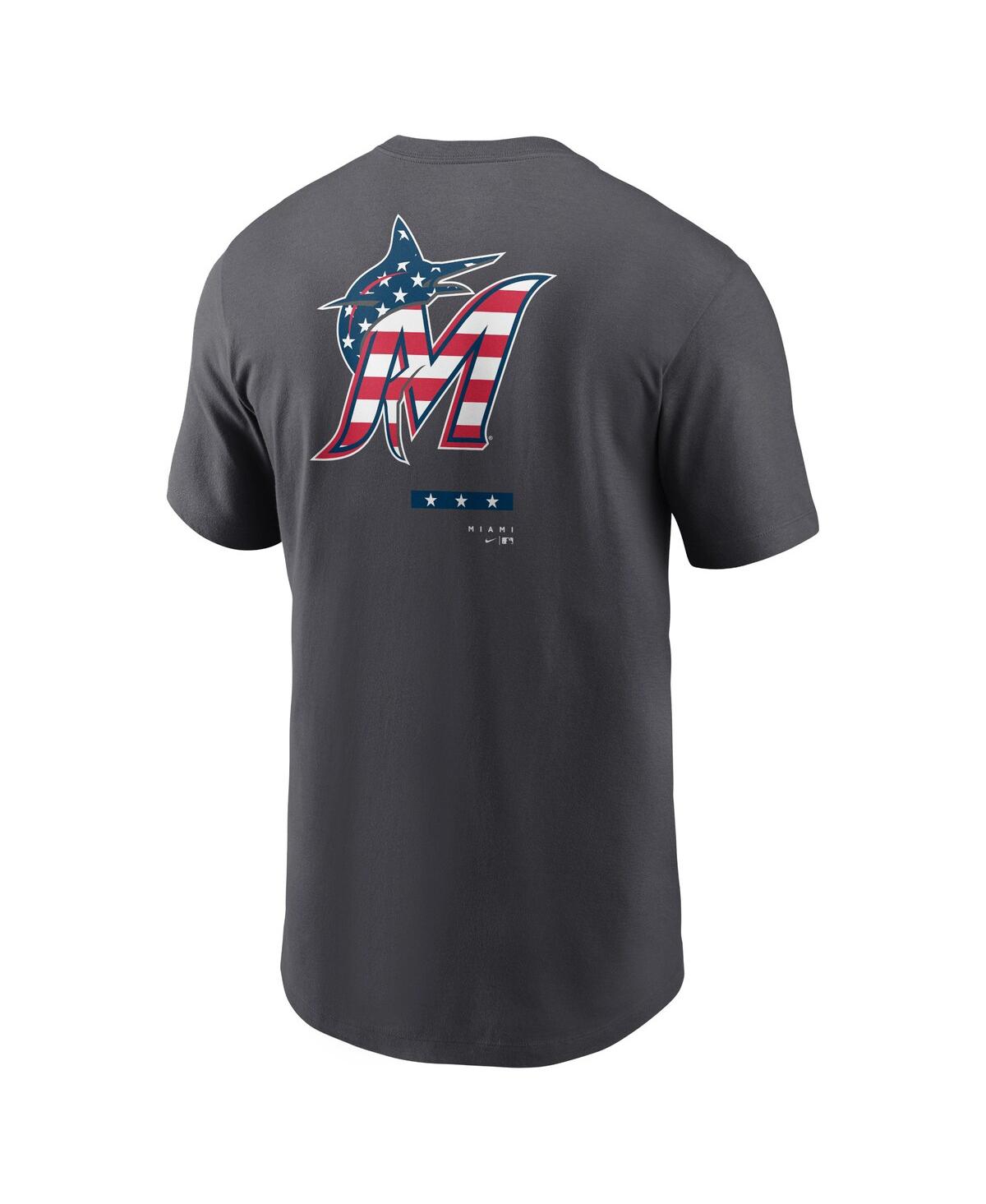 Nike Anthracite Miami Marlins Americana T-shirt In Anthracite