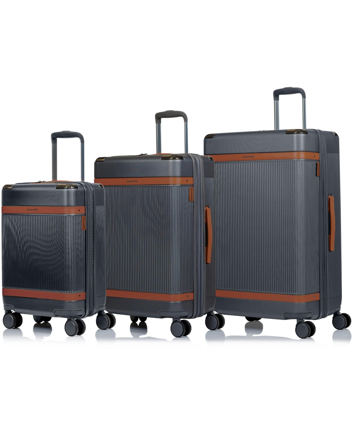 Champs 3-piece Vintage-like Air Hardside Luggage Set In Gray