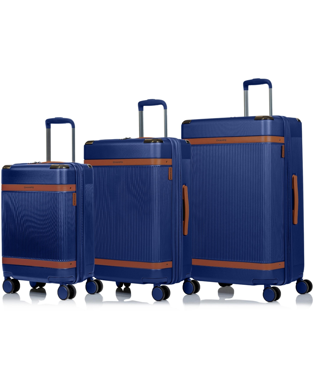 Champs 3-piece Vintage-like Air Hardside Luggage Set In Navy