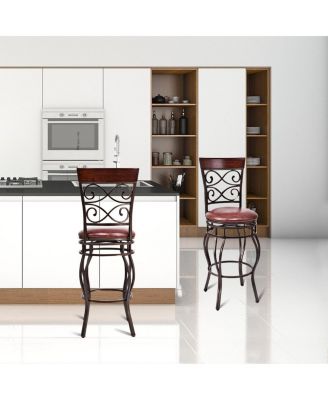 Set of 2 Vintage Bar Stools 30" Swivel Padded Seat Bistro