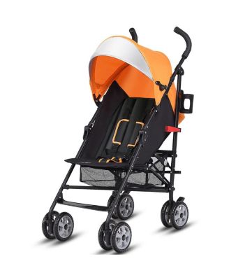 Costway Toddler Folding Lightweight Umbrella Travel Stroller w Storage Basket - Orange 74$