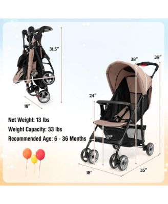 Toddler Foldable Lightweight Stroller Travel Pushchair 5-Point Safety System
