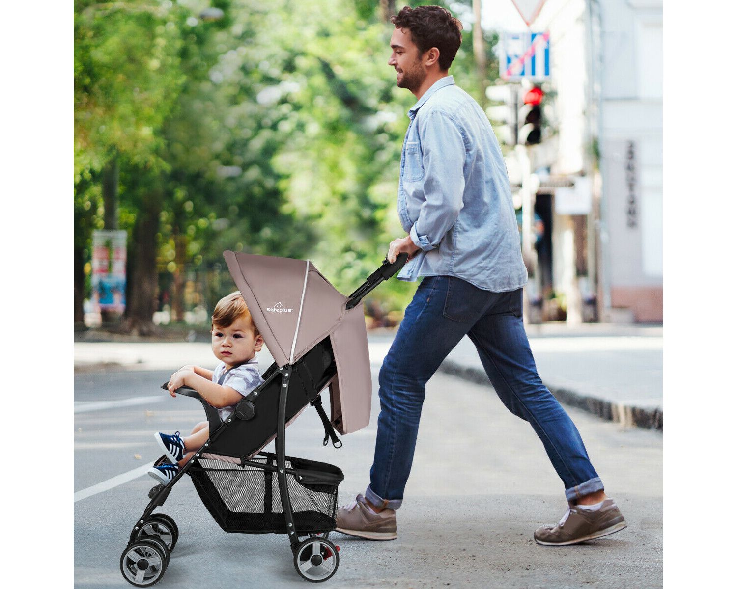 Foldable Lightweight Baby Stroller Kids Travel Pushchair 5-Point