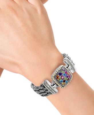 EFFY&reg; Multistone Woven Bracelet in Sterling Silver and 18k Gold (4-7/8 ct. t.w.)  
