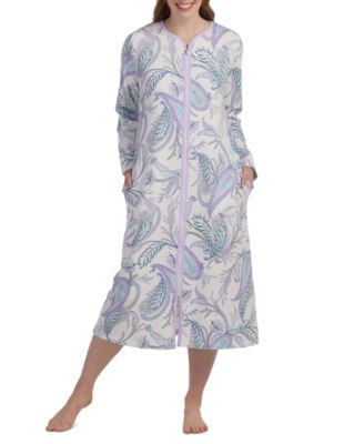 Miss Elaine - Women's Paisley-Print Zip-Front Robe