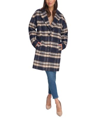 Tommy Hilfiger - Women's Single-Breasted Plaid Notch-Neck Coat