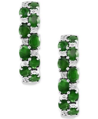 EFFY&reg; Emerald & Diamond Small Earrings in Sterling Silver (Also available in Ruby)