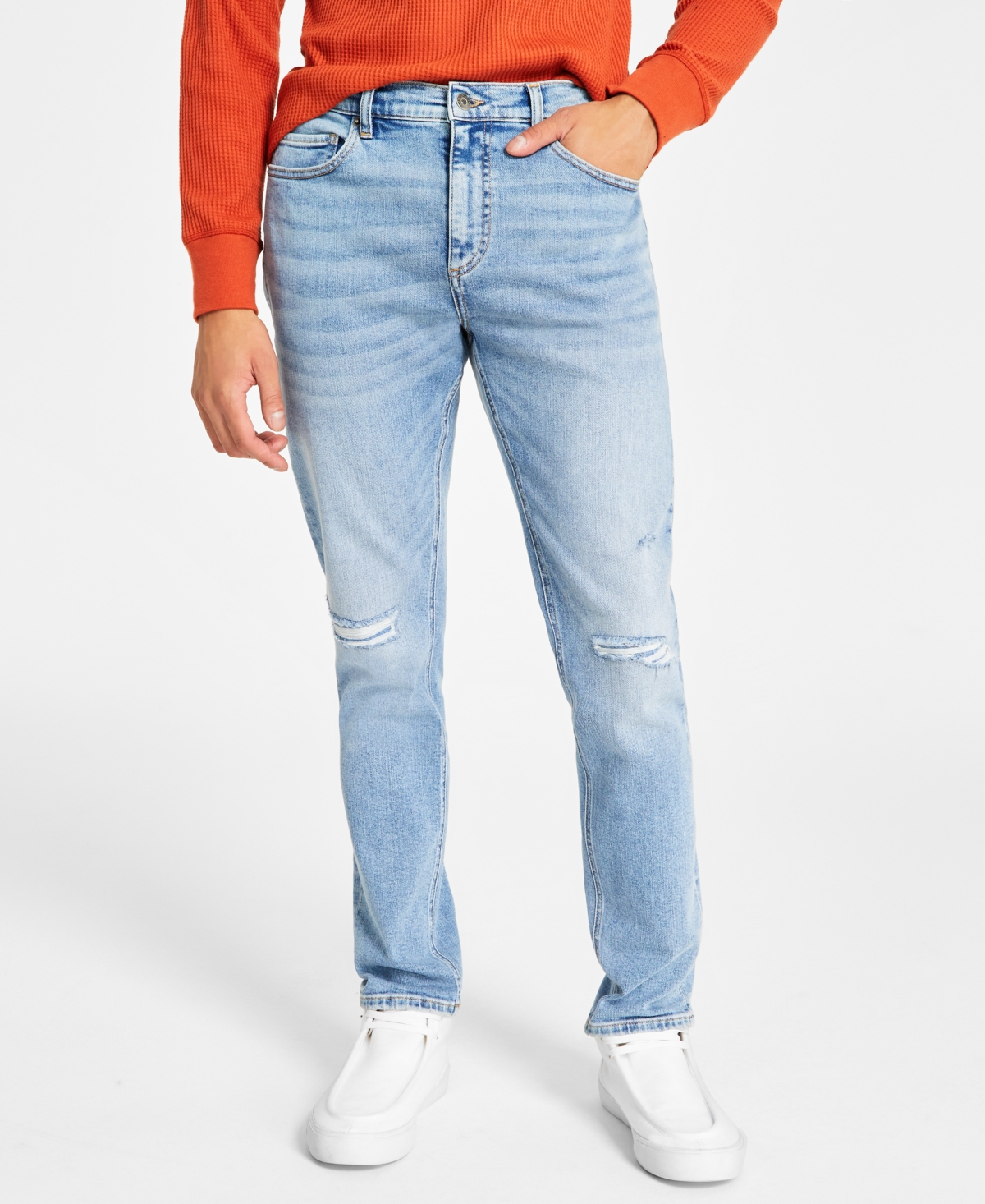 Sun + Stone Men's Melbourne Slim-fit Destroyed Jeans, Created For Macy's In Sandstone Light Wash
