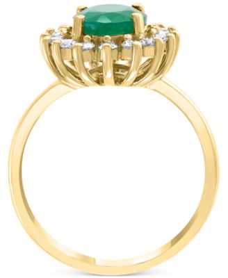 EFFY&reg; Sapphire (1-7/8 ct. t.w.) & Diamond (3/8 ct. t.w.) Halo Ring in 14k Gold (Also available in Emerald and White Gold)