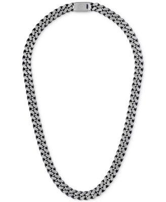 Men's Classic Curb Chain 24" Necklace in Blue-Plated Stainless Steel