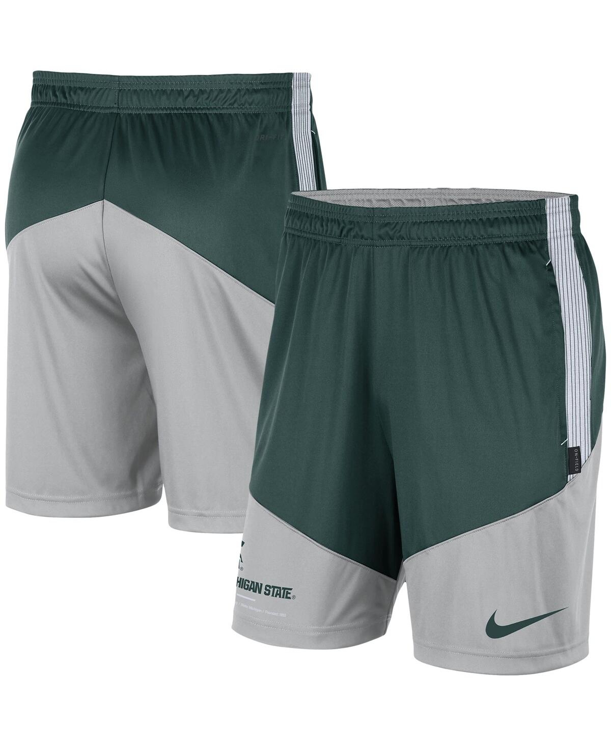 Shop Nike Men's  Green, Gray Michigan State Spartans Team Performance Knit Shorts In Green,gray