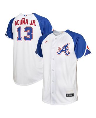 Nike Men's Replica Atlanta Braves Acuna Jr. #13 White Cool Base