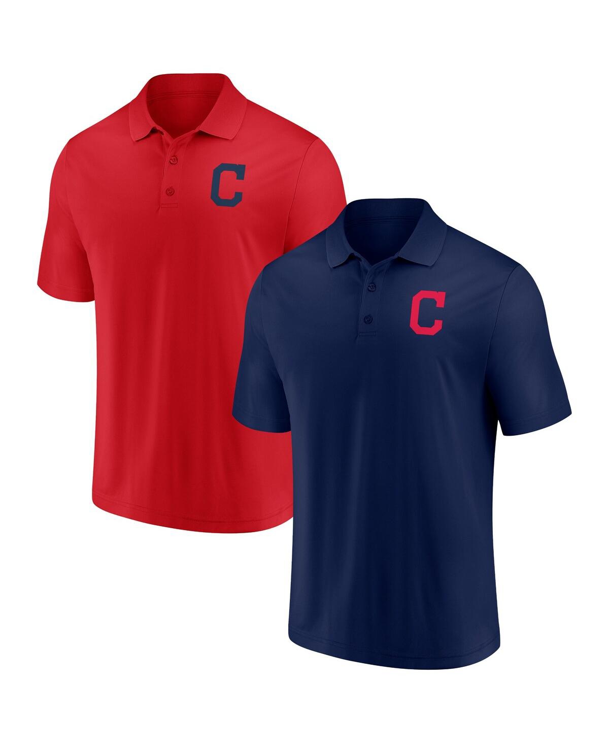 Shop Fanatics Men's  Navy, Red Cleveland Guardians Primary Logo Polo Shirt Combo Set In Navy,red
