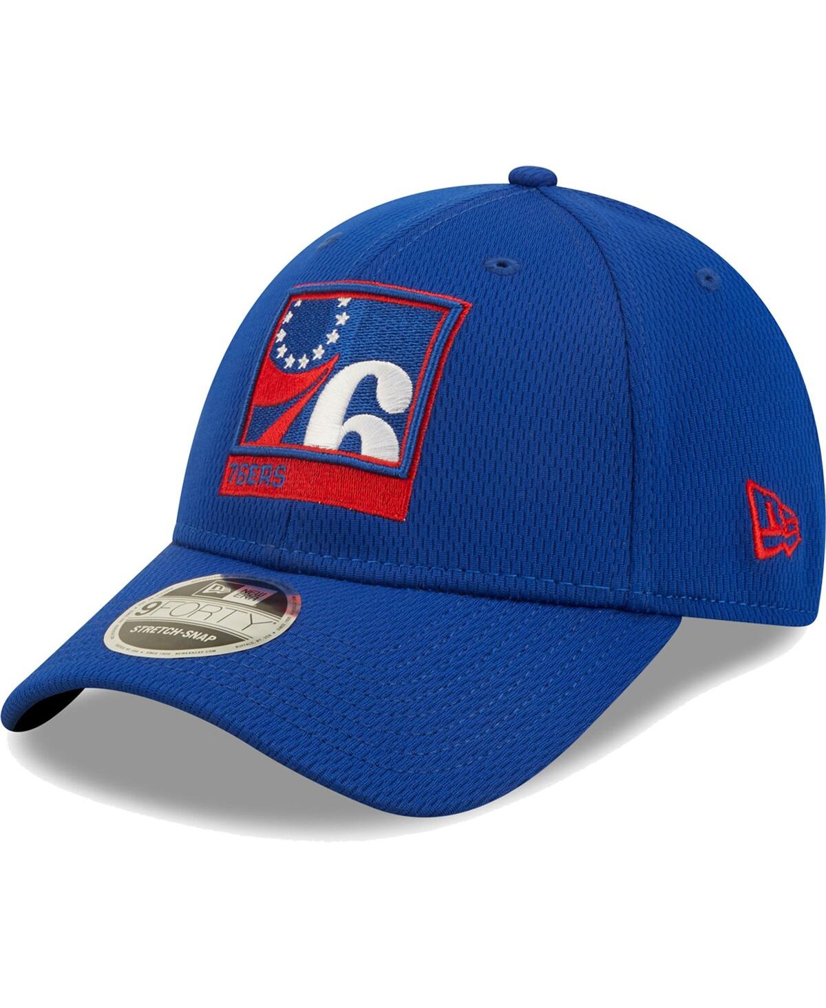 Shop New Era Men's  Royal Philadelphia 76ers Framed 9forty Snapback Hat