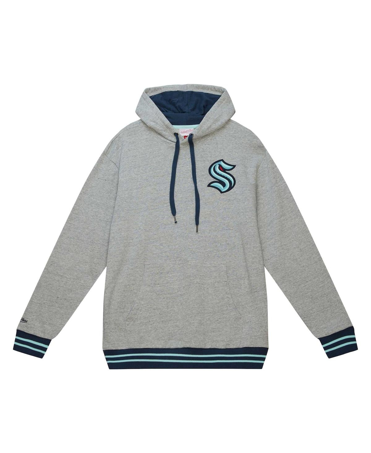 Mitchell & Ness Men's  Heather Gray Seattle Kraken Classic French Terry Pullover Hoodie In Heather Gray