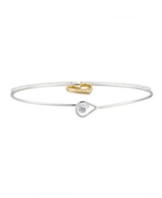 Multi Color Cubic Zirconia Heart Bangle Bracelet