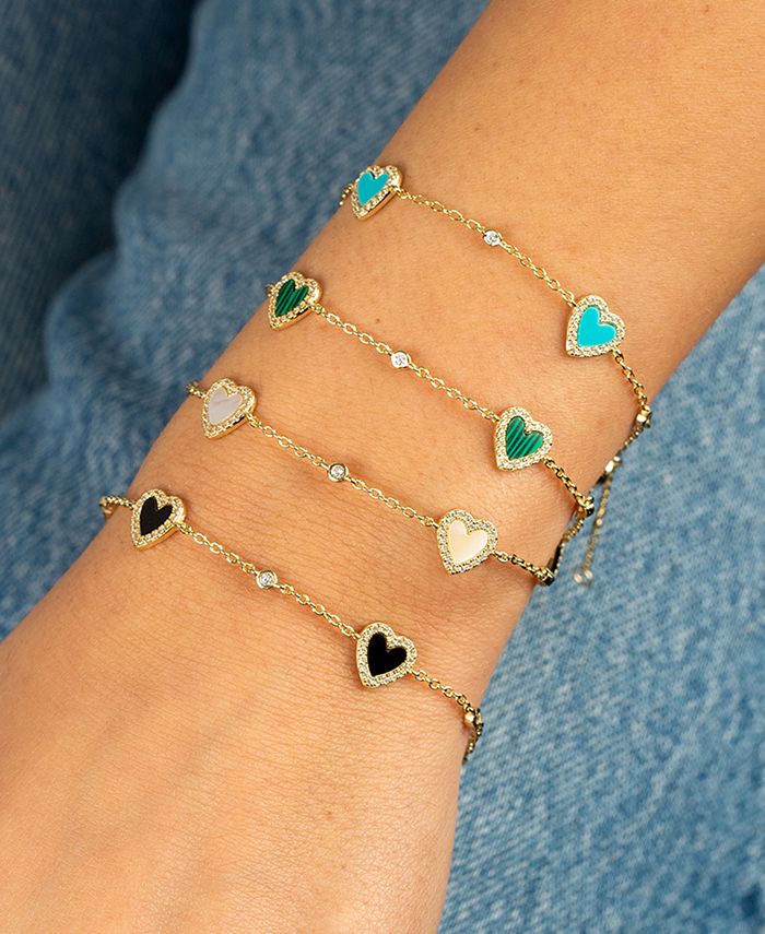 by Adina Eden 14k Gold-Plated Sterling Silver Mother of Pearl & Cubic ...