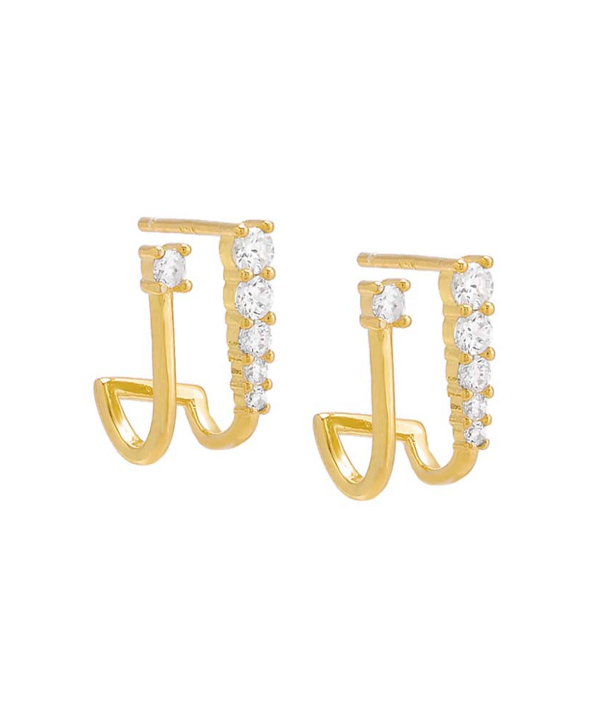 by Adina Eden Sterling Silver Cubic Zirconia Cuff Style Earrings