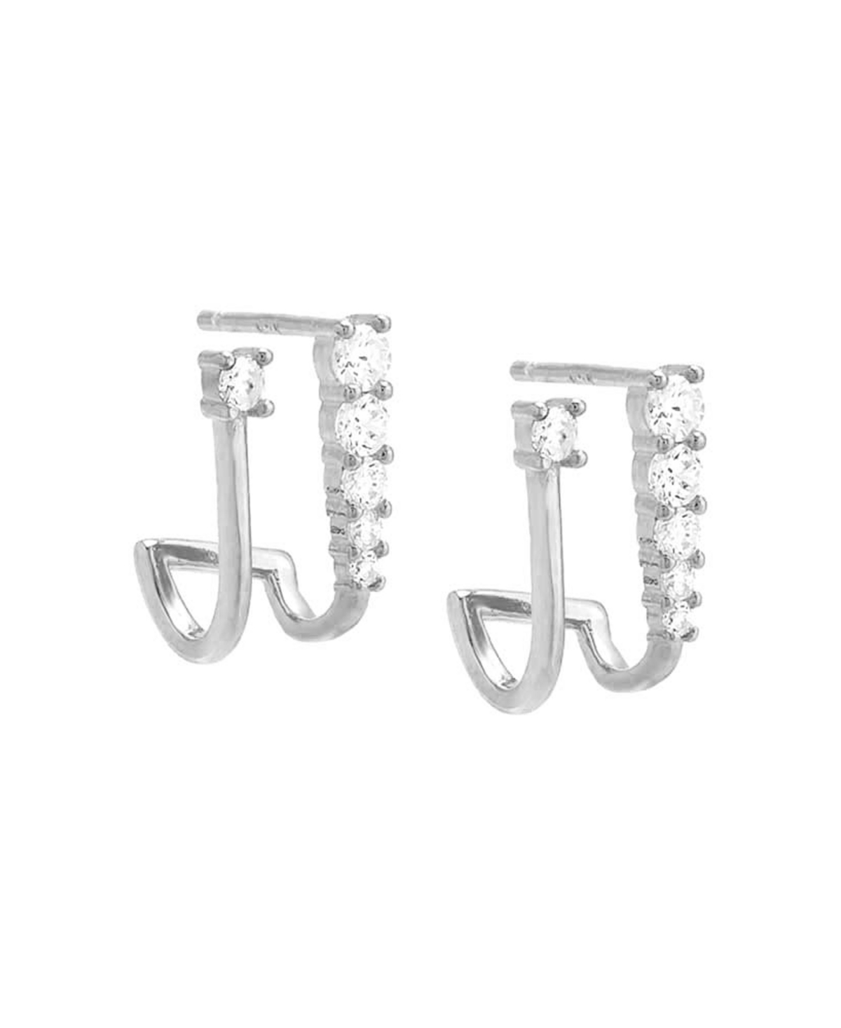 by Adina Eden Sterling Silver Cubic Zirconia Cuff Style Earrings