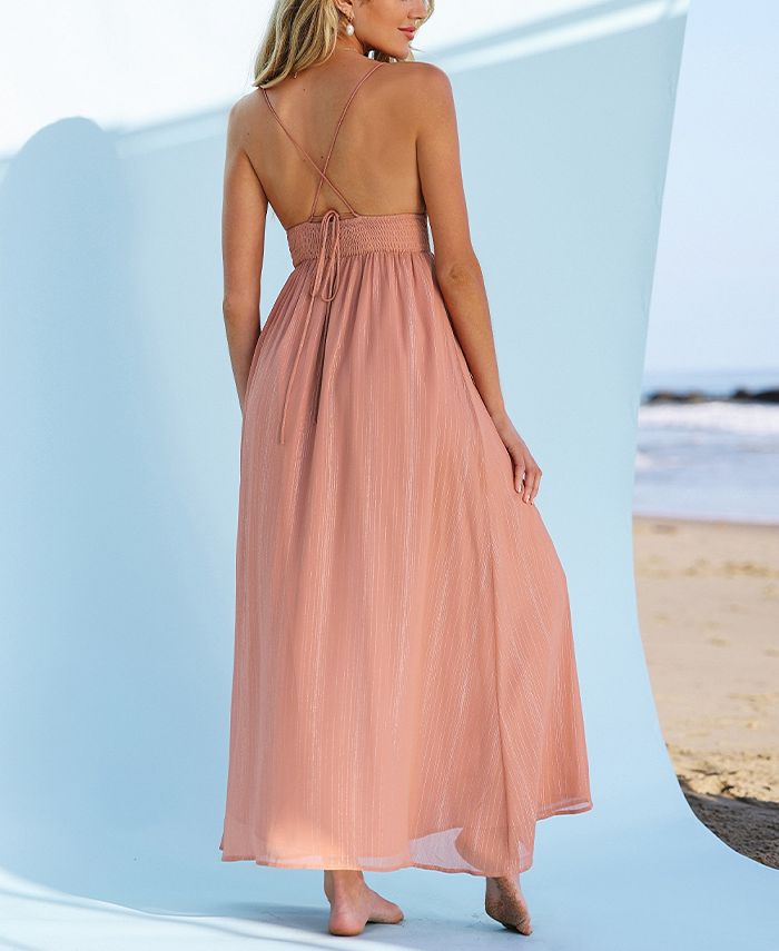 CUPSHE Women's X Madison Beach Wedding Yours Forever LaceUp Maxi Dress